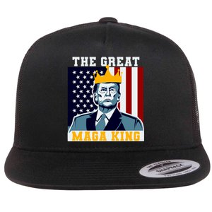 The Great MAGA King Ultra MAGA Trump Anti Biden USA Flat Bill Trucker Hat