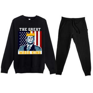 The Great MAGA King Ultra MAGA Trump Anti Biden USA Premium Crewneck Sweatsuit Set