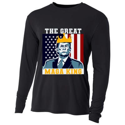 The Great MAGA King Ultra MAGA Trump Anti Biden USA Cooling Performance Long Sleeve Crew