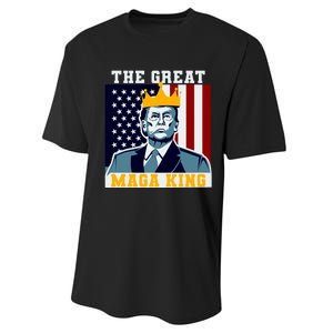 The Great MAGA King Ultra MAGA Trump Anti Biden USA Performance Sprint T-Shirt