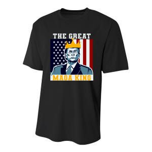 The Great MAGA King Ultra MAGA Trump Anti Biden USA Youth Performance Sprint T-Shirt