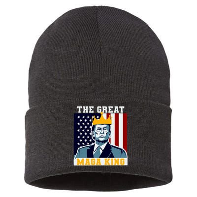 The Great MAGA King Ultra MAGA Trump Anti Biden USA Sustainable Knit Beanie