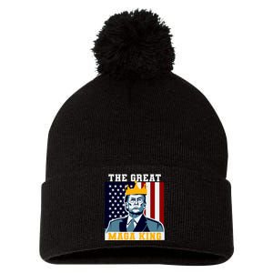 The Great MAGA King Ultra MAGA Trump Anti Biden USA Pom Pom 12in Knit Beanie