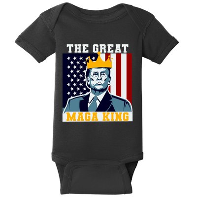 The Great MAGA King Ultra MAGA Trump Anti Biden USA Baby Bodysuit