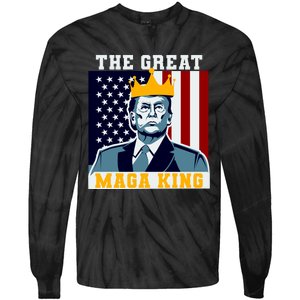 The Great MAGA King Ultra MAGA Trump Anti Biden USA Tie-Dye Long Sleeve Shirt