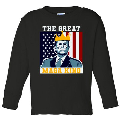 The Great MAGA King Ultra MAGA Trump Anti Biden USA Toddler Long Sleeve Shirt