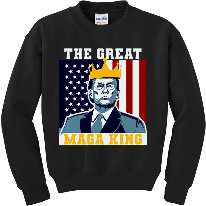 The Great MAGA King Ultra MAGA Trump Anti Biden USA Kids Sweatshirt