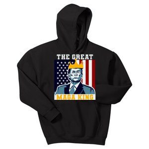 The Great MAGA King Ultra MAGA Trump Anti Biden USA Kids Hoodie