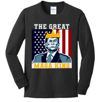 The Great MAGA King Ultra MAGA Trump Anti Biden USA Kids Long Sleeve Shirt