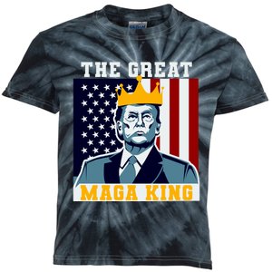 The Great MAGA King Ultra MAGA Trump Anti Biden USA Kids Tie-Dye T-Shirt