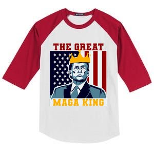 The Great MAGA King Ultra MAGA Trump Anti Biden USA Kids Colorblock Raglan Jersey