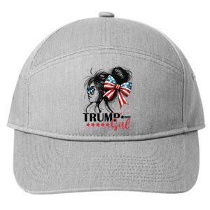 Trump Girl Messy Bun Sunglasses Trump 2024 Usa Flag 7-Panel Snapback Hat