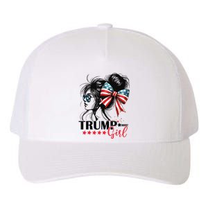 Trump Girl Messy Bun Sunglasses Trump 2024 Usa Flag Yupoong Adult 5-Panel Trucker Hat