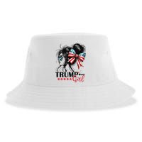 Trump Girl Messy Bun Sunglasses Trump 2024 Usa Flag Sustainable Bucket Hat