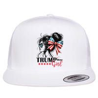 Trump Girl Messy Bun Sunglasses Trump 2024 Usa Flag Flat Bill Trucker Hat