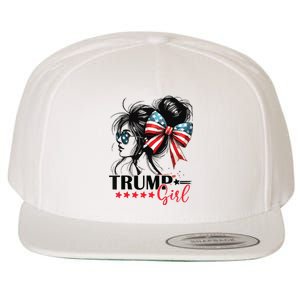 Trump Girl Messy Bun Sunglasses Trump 2024 Usa Flag Wool Snapback Cap