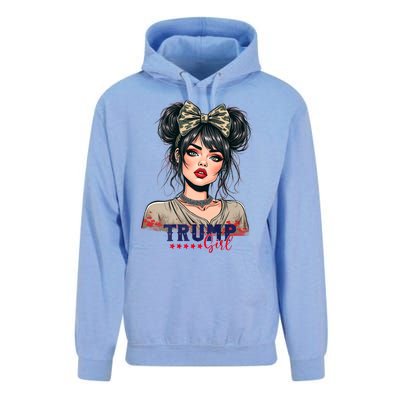 Trump Girl Messy Bun Trump 2024 Election American Flag Unisex Surf Hoodie