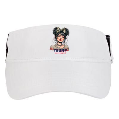 Trump Girl Messy Bun Trump 2024 Election American Flag Adult Drive Performance Visor