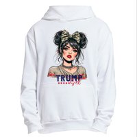 Trump Girl Messy Bun Trump 2024 Election American Flag Urban Pullover Hoodie