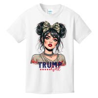 Trump Girl Messy Bun Trump 2024 Election American Flag Kids T-Shirt