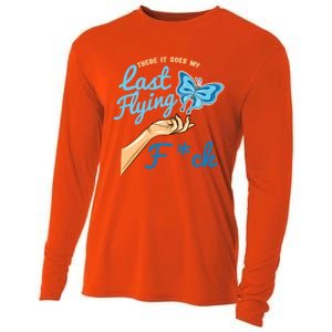 There Goes My Last Flying Fuck Butterfly Meme Gift Cooling Performance Long Sleeve Crew