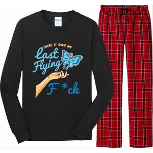 There Goes My Last Flying Fuck Butterfly Meme Gift Long Sleeve Pajama Set