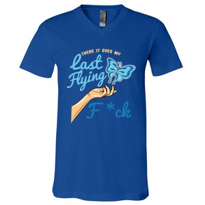 There Goes My Last Flying Fuck Butterfly Meme Gift V-Neck T-Shirt