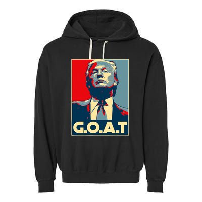 Trump Goat Middle Finger Election 2024 Republican Poster Garment-Dyed Fleece Hoodie