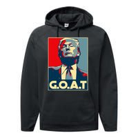 Trump Goat Middle Finger Election 2024 Republican Poster Performance Fleece Hoodie