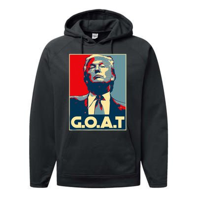 Trump Goat Middle Finger Election 2024 Republican Poster Performance Fleece Hoodie