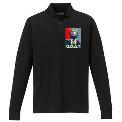 Trump Goat Middle Finger Election 2024 Republican Poster Performance Long Sleeve Polo