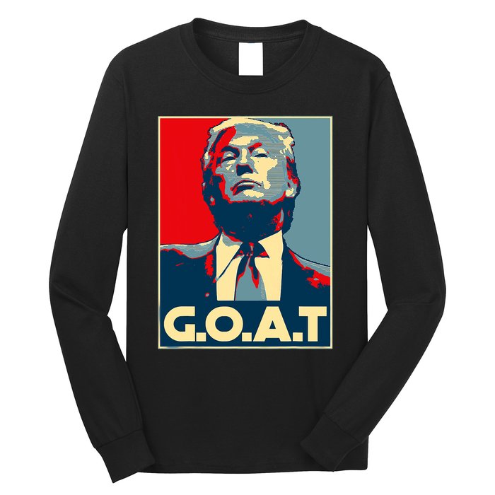 Trump Goat Middle Finger Election 2024 Republican Poster Long Sleeve Shirt