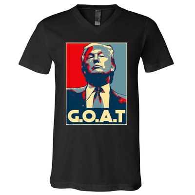 Trump Goat Middle Finger Election 2024 Republican Poster V-Neck T-Shirt