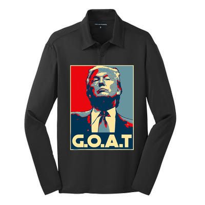 Trump Goat Middle Finger Election 2024 Republican Poster Silk Touch Performance Long Sleeve Polo