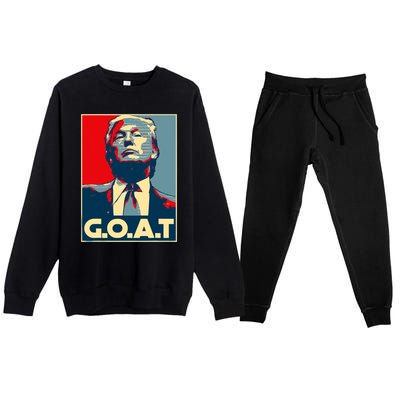 Trump Goat Middle Finger Election 2024 Republican Poster Premium Crewneck Sweatsuit Set