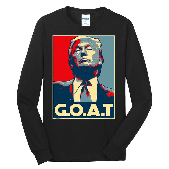 Trump Goat Middle Finger Election 2024 Republican Poster Tall Long Sleeve T-Shirt