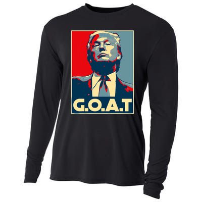 Trump Goat Middle Finger Election 2024 Republican Poster Cooling Performance Long Sleeve Crew