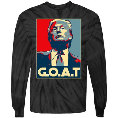 Trump Goat Middle Finger Election 2024 Republican Poster Tie-Dye Long Sleeve Shirt