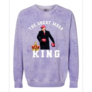 The Great MAGA King Trump 2024 USA Colorblast Crewneck Sweatshirt