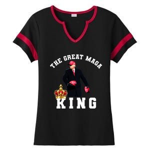 The Great MAGA King Trump 2024 USA Ladies Halftime Notch Neck Tee