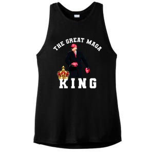 The Great MAGA King Trump 2024 USA Ladies PosiCharge Tri-Blend Wicking Tank