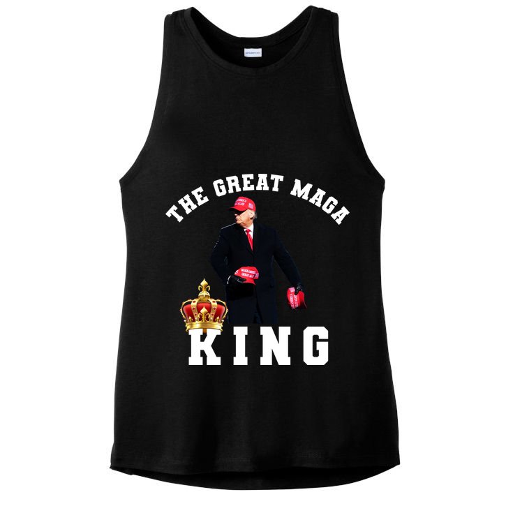 The Great MAGA King Trump 2024 USA Ladies PosiCharge Tri-Blend Wicking Tank