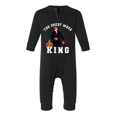 The Great MAGA King Trump 2024 USA Infant Fleece One Piece