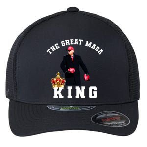 The Great MAGA King Trump 2024 USA Flexfit Unipanel Trucker Cap