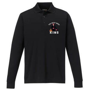 The Great MAGA King Trump 2024 USA Performance Long Sleeve Polo