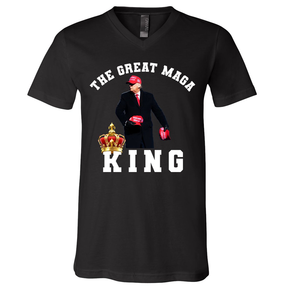 The Great MAGA King Trump 2024 USA V-Neck T-Shirt