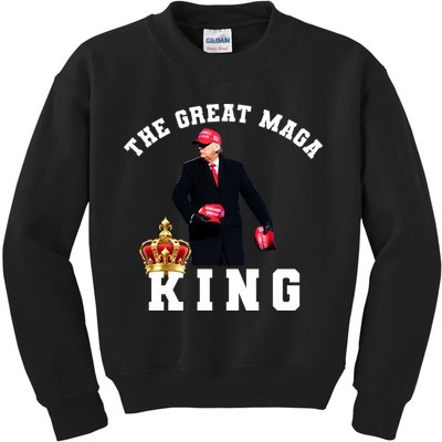 The Great MAGA King Trump 2024 USA Kids Sweatshirt