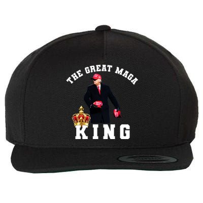 The Great MAGA King Trump 2024 USA Wool Snapback Cap