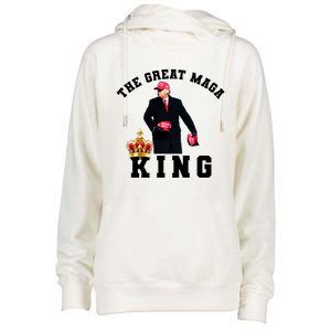 The Great MAGA King Trump 2024 USA Womens Funnel Neck Pullover Hood