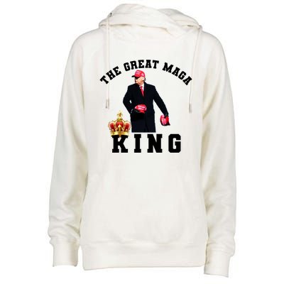 The Great MAGA King Trump 2024 USA Womens Funnel Neck Pullover Hood